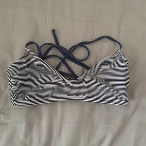 Striped scoop neck bikini top